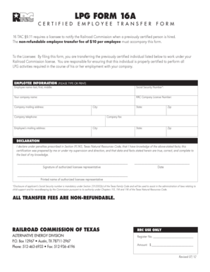 Texas LPG Employee Transfer Form