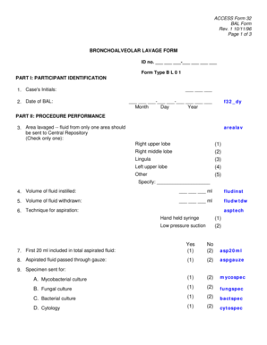 Bronchoalveolar Lavage Form