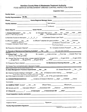 Hamilton County Grease Control Inspection Form