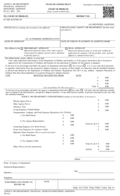 Represents financial status when child is placed with prospective ...