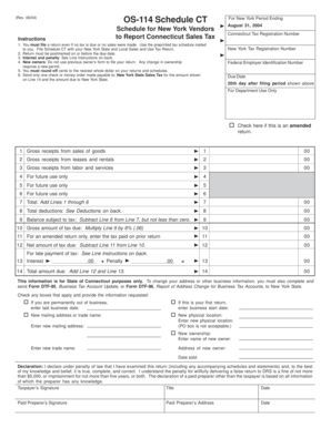 New York Connecticut Sales Tax Schedule CT