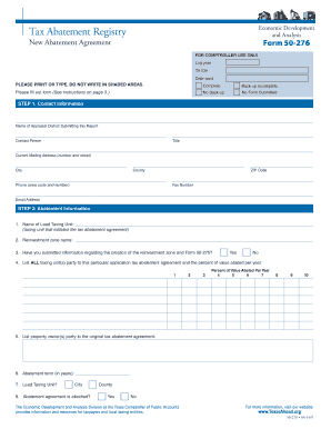 Texas Tax Abatement Agreement Form 50-276