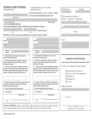 Virginia Subpoena for Witnesses