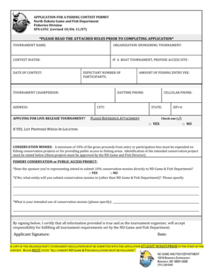North Dakota Fishing Contest Permit Application