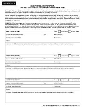 Social security authorized representative form - Personal representative notification documentation form