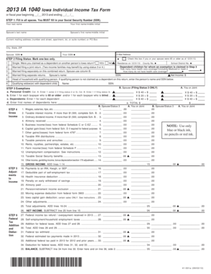 2013 Iowa Individual Income Tax Form