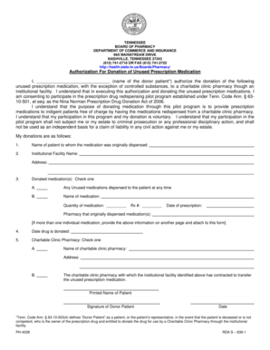 Tennessee Prescription Medication Donation Authorization