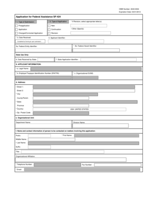 Application for Federal Assistance SF-424