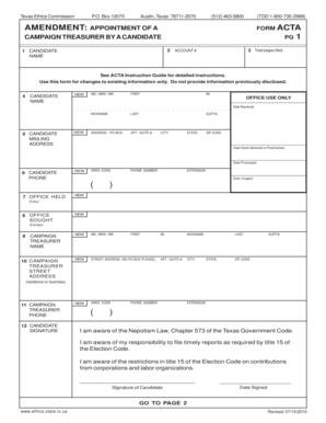 Texas Campaign Treasurer Appointment Form