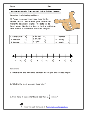 Math Worksheet - Measurements in Fractions