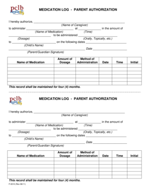 Medication Log Parent Authorization