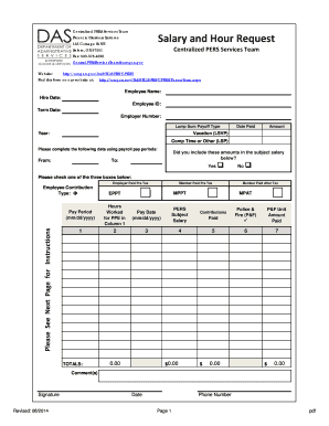 Oregon PERS Salary and Hour Request Form