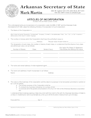 Arkansas Articles of Incorporation