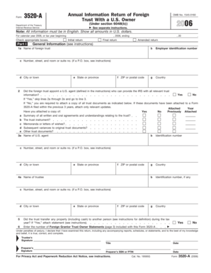 Form 3520-A Annual Information Return of Foreign Trust