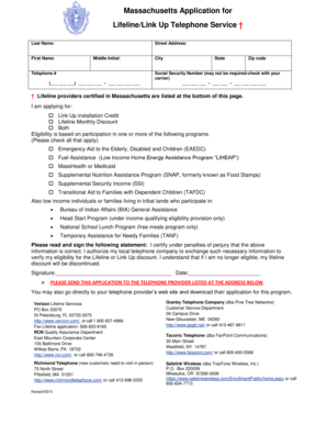 Massachusetts Lifeline/Link Up Application