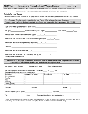 Employer’s Report – Lost Wages/Support