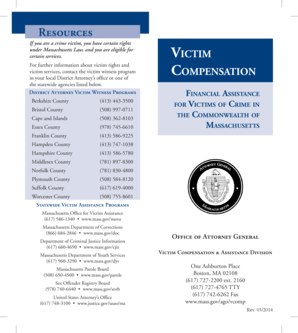 Massachusetts Crime Victim Compensation Application
