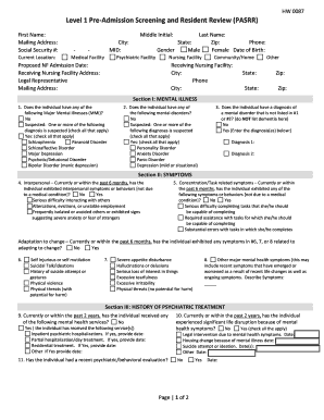 Level 1 Pre-Admission Screening and Resident Review (PASRR)