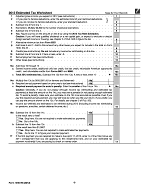 Form 1040-ES Estimated Tax for Individuals