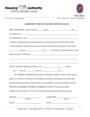 Agreement for Mutual Rescission of Lease