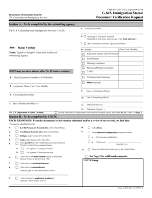 USCIS Document Verification Request
