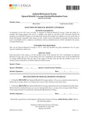 Georgia Spousal Benefit Coverage Election Form