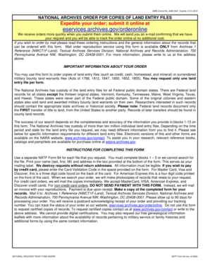 National Archives Order for Copies of Land Entry Files