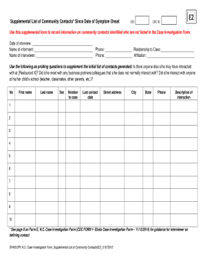 Supplemental List of Community Contacts