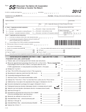 Wisconsin Tax-Option S Corporation Franchise or Income Tax Return