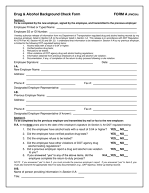 Drug & Alcohol Background Check Form