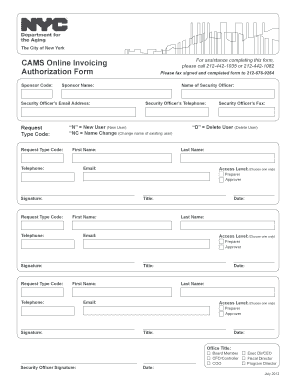 CAMS Online Invoicing Authorization Form