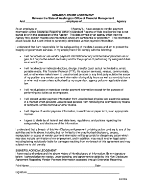 Washington State Non-Disclosure Agreement