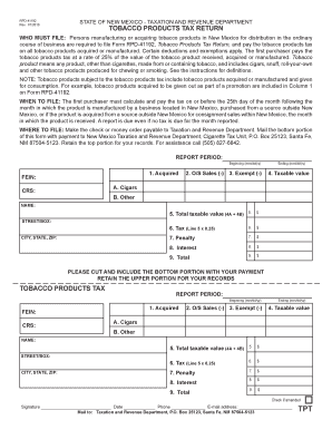 New Mexico Tobacco Products Tax Return