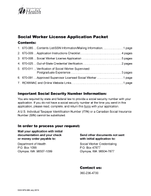 Washington Social Worker License Application