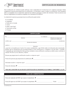 Certificación de Residencia
