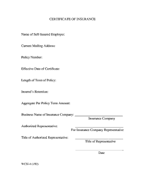 Certificate of Insurance