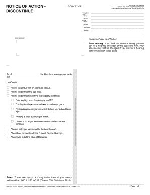 California Discontinue Non-Minor Dependent Notice