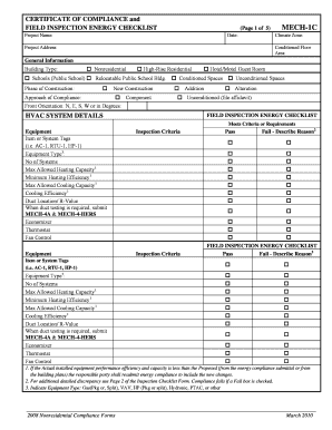 Certificate of Compliance and Field Inspection Energy Checklist