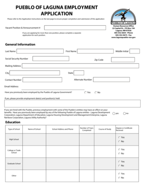 PUEBLO OF LAGUNA EMPLOYMENT