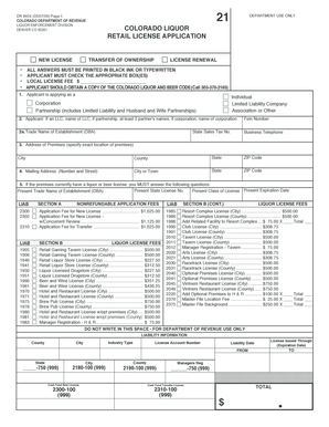 Colorado Liquor Retail License Application