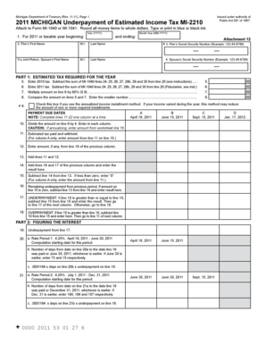 Michigan Underpayment of Estimated Income Tax Form MI-2210