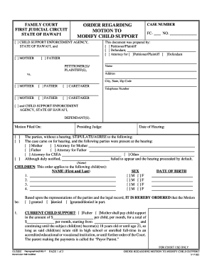 Hawaii Child Support Modification Order