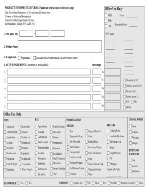 New York Pesticide Product Registration Form
