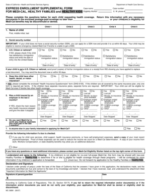 Express Enrollment Supplemental Form for Medi-Cal