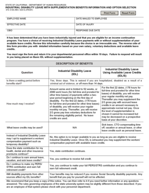 California Industrial Disability Leave with Supplementation Benefits Form