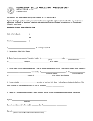 North Dakota Presidential Ballot Application