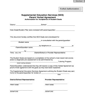 Supplemental Education Services Verbal Authorization