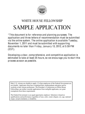 White House Fellowship Application Form