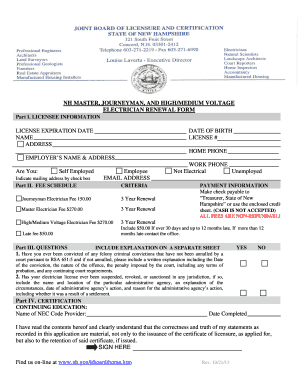 New Hampshire Electrician License Renewal Form