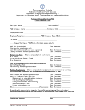 Kentucky PDS Eligible Employee Form